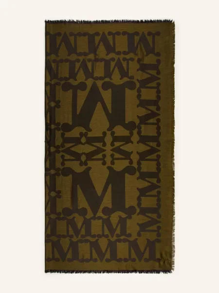 Max Mara Šátek Edro S Hedvábím khaki / tmavě zelená