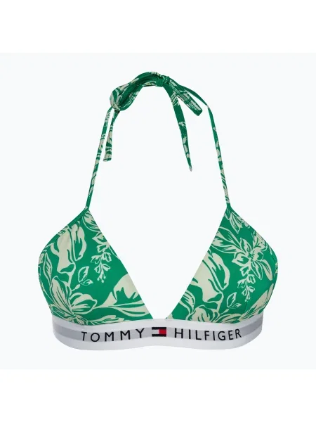Olcsóbban. Fürdőruha felső Tommy Hilfiger Triangle Fixed Foam Print vinted tropical olympic green. Méret: L zöld