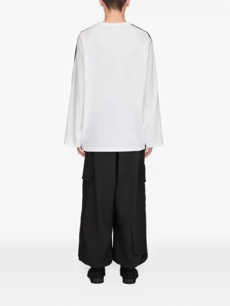 Lung tricou Y-3 cu dungi cu mâneci lungi alb