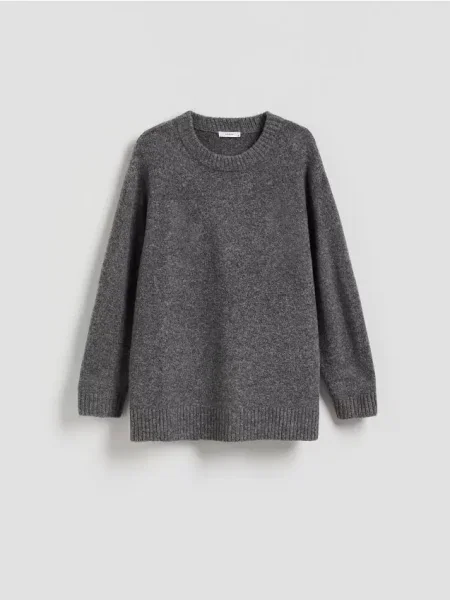 Reserved Gładki sweter szary
