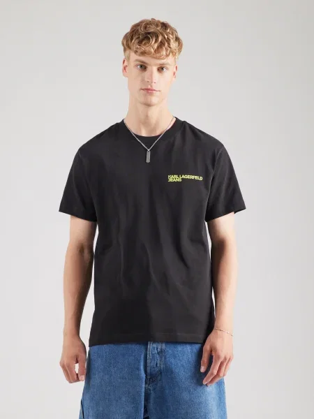 Karl Lagerfeld Jeans tricou din cu imprimeu negru