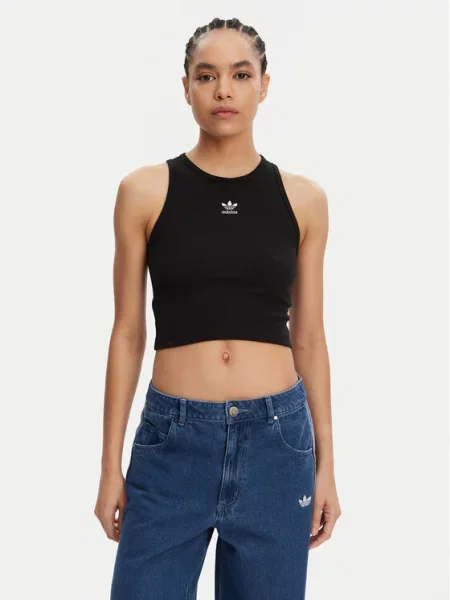 Adidas Τοπ Essentials Μαύρο Slim Fit λευκό