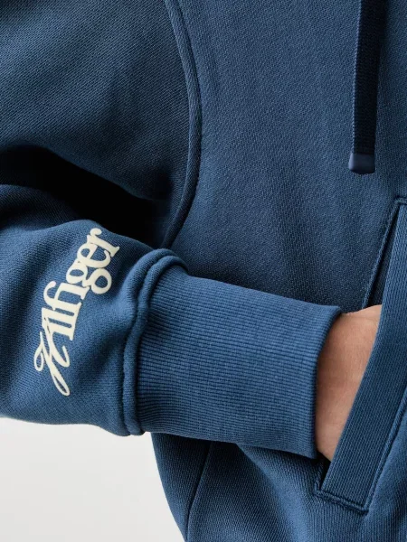 Суичър с качулка Tommy Hilfiger с качулка синьо