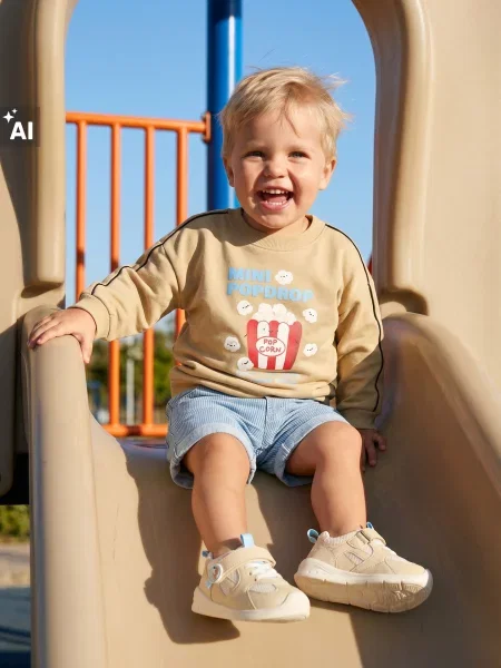 Sinsay mikina s potiskem popcornu béžová