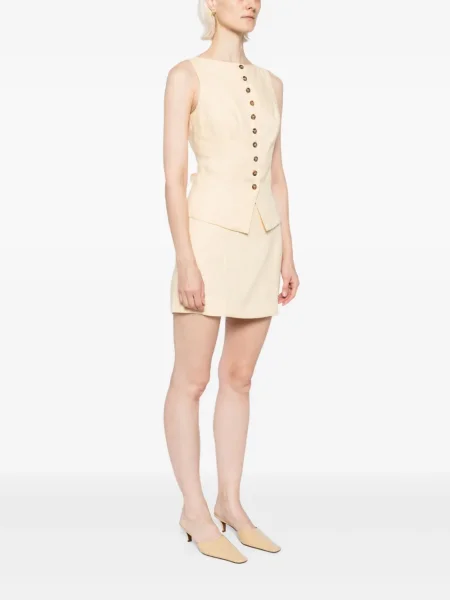 Lniana spódnica Reformation żółta