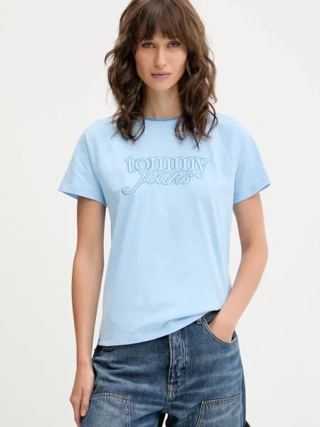 Majica Tommy Jeans za žene plava
