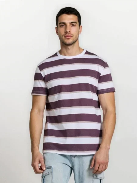 Sinsay tričko s pruhy fialová