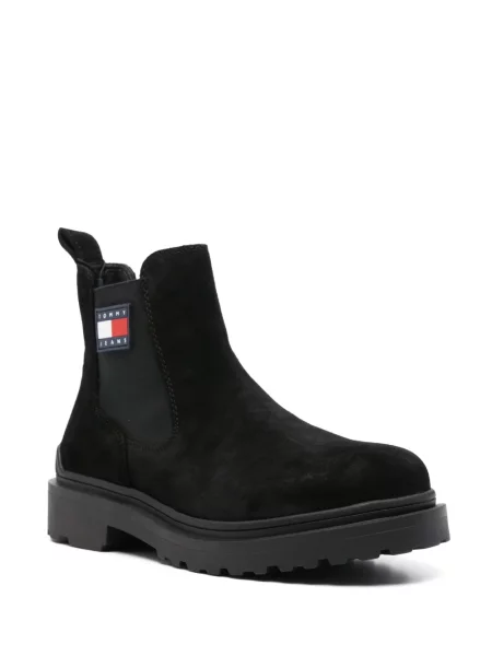Botine chelsea Tommy Jeans din piele de căprioară negru