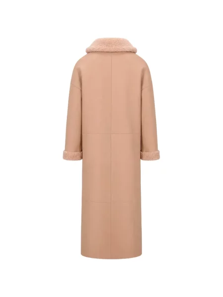 Reversibil haină din piele de oaie La Rose roz