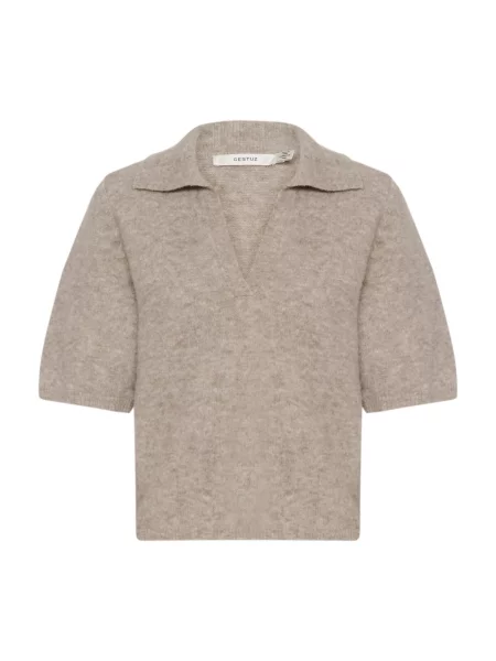 Sweter Gestuz w paski z paskiem beżowy