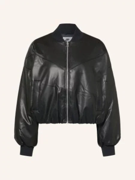 Nike Bunda Pleather Bomber V Koženém Vzhledu černá
