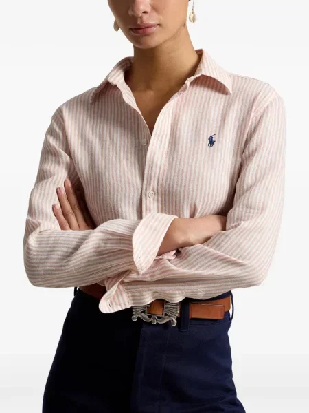 Lanena ošišano polo majica Polo Ralph Lauren s printom siva