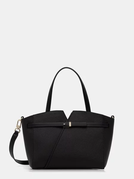 BOSS tote torba usnjena BOSS REVERS SM TOTE črna