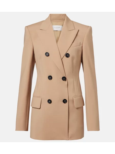 Sacou Sportmax de lână cu două rânduri de nasturi bej