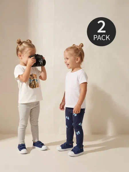 Sinsay legíny s motivem mašlí 2 pack námořnická modrá