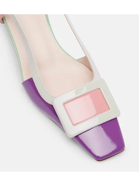 Pantofi cu toc Roger Vivier din piele de lac slingback