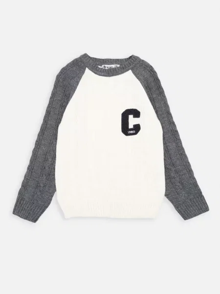 Дитячий Джемпер YUKI білий/сірий бавовна/поліестер білий