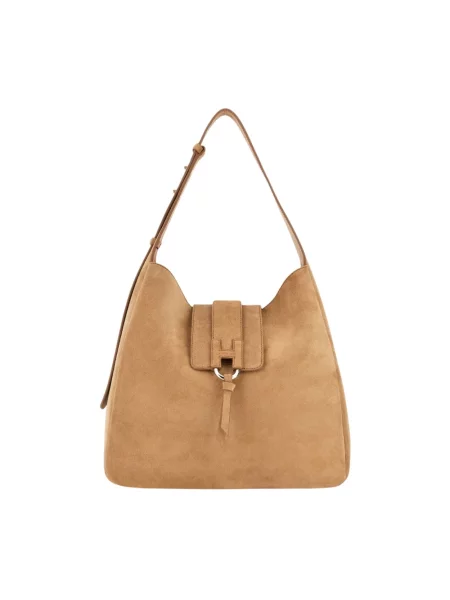 Torebka hobo Hogan skórzana beżowa