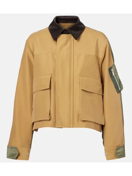 Geacă Sacai din țesătură twill bej