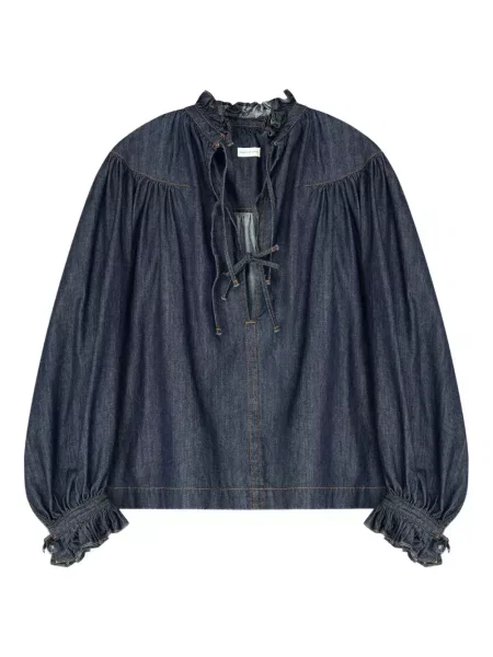 Koszula Dries Van Noten z falbankami niebieska
