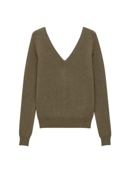 Sweter Saint Laurent z dekoltem w serek zielony