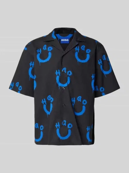 Koszula casualowa o kroju relaxed fit z czystej bawełny model ELIGINO' Hugo Blue czarna