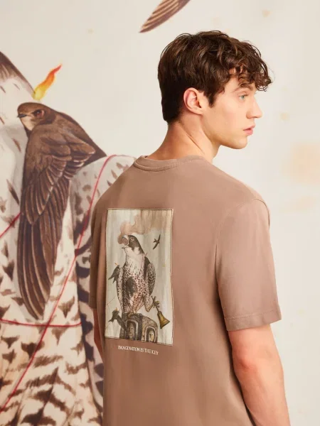 Тениска Medicine с принт бежово