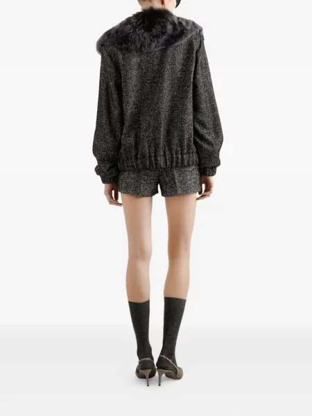 Geacă bomber Dolce & Gabbana cu model herringbone negru