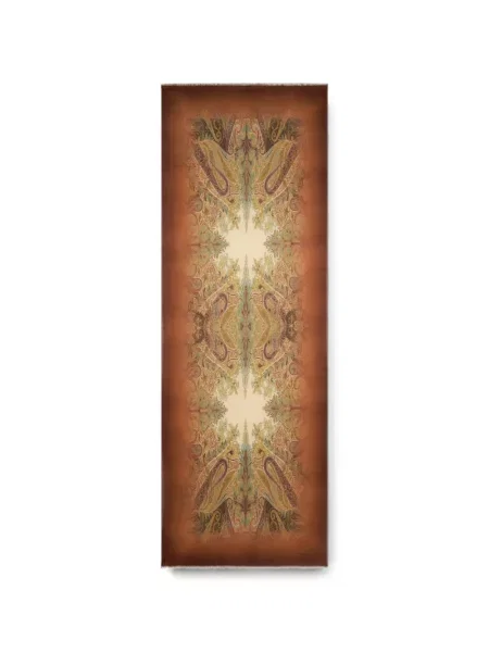 Fular Etro de lână cu imagine cu model paisley maro