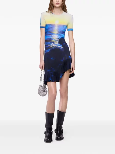 Rochie mini Rabanne cu imagine albastru