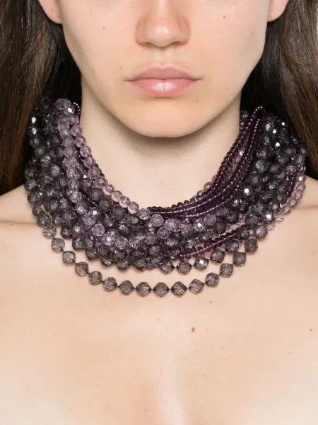 Colier Emporio Armani cu mărgele violet