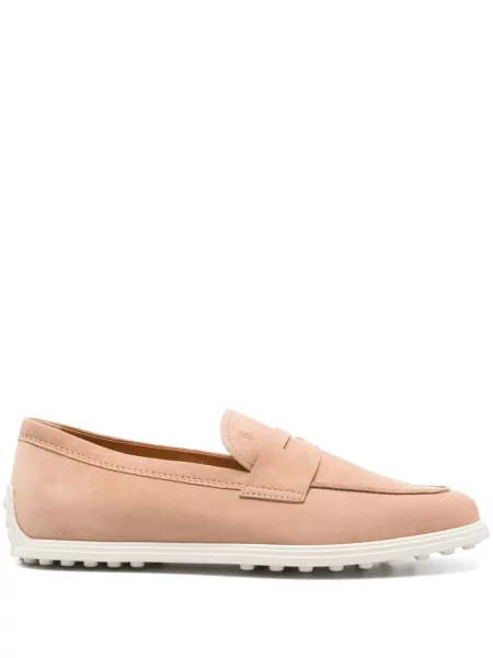 Pantofi loafer Tod's din piele de căprioară roz