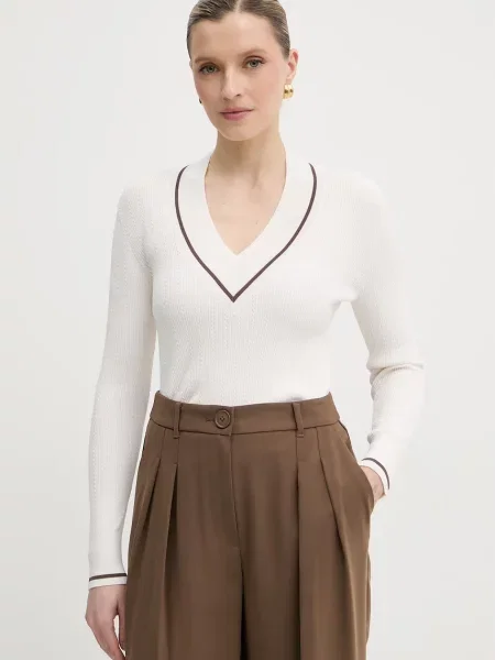 Armani Exchange pulover pentru femei cu amestec de vâscoză bej