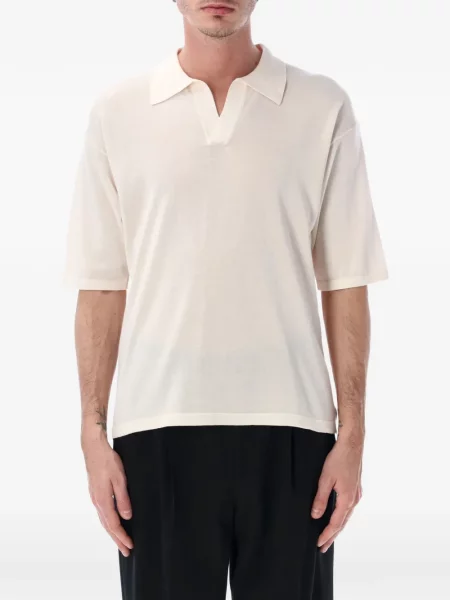 Tricou polo Roberto Collina tricotate cu decolteu în V