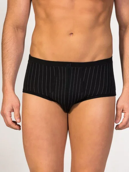 Zd ZERO DEFECTS Slip Senior Prinstriped Egyptian cotton' negru