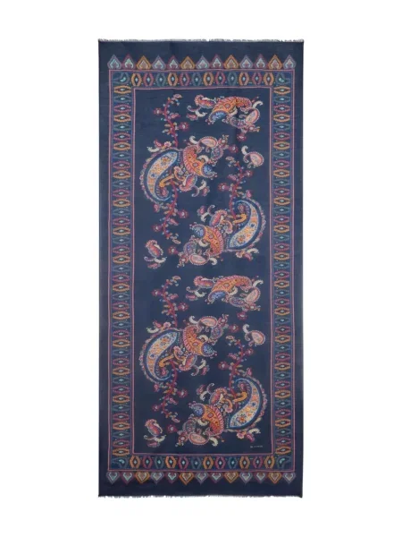 Fular Etro cu model floral albastru