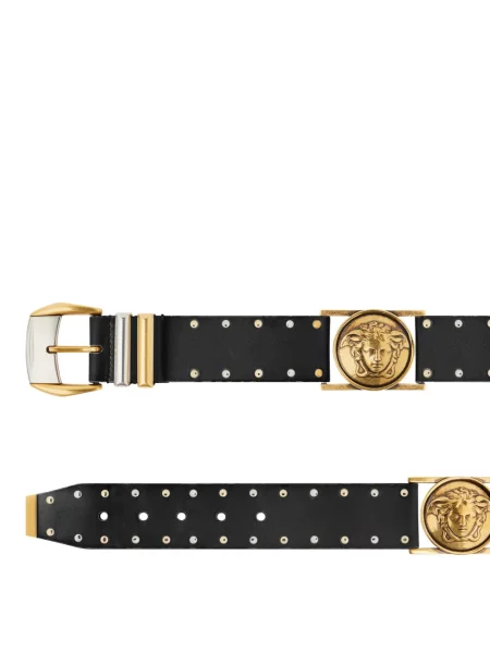 Curea Versace din piele cu tepi negru