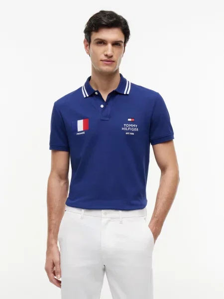 TOMMY HILFIGER Majica kraljevo modra / rdeča bela