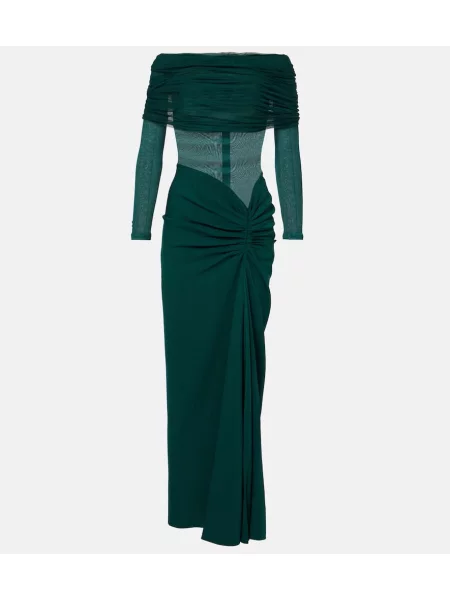 Rochie maxi Christopher Esber de mătase de costum verde