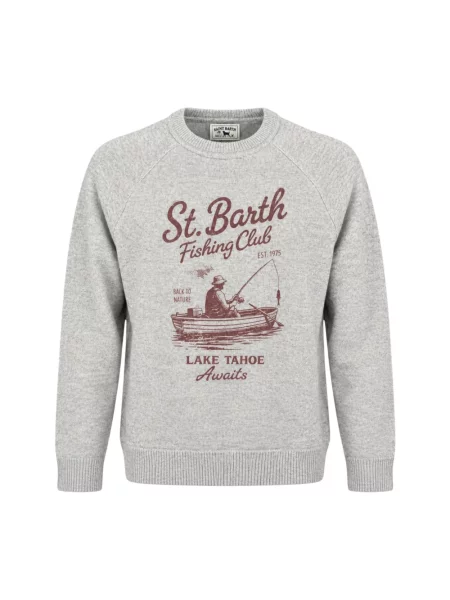 Bluza Mc2 Saint Barth wełniana z nadrukiem szara