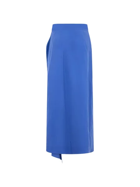 Fusta maxi Alberta Ferretti asimetrică drapată albastru