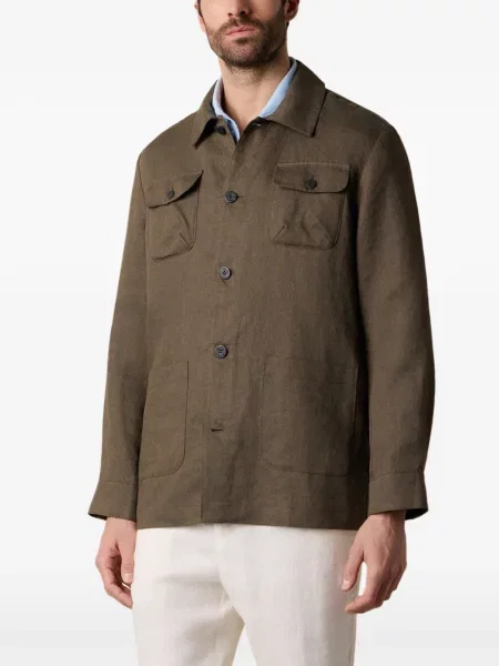 Cămașă de in Brooks Brothers de in maro