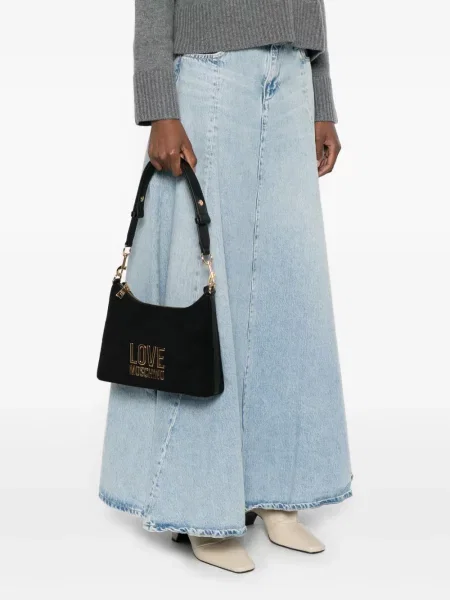 Geantă Love Moschino în carouri negru