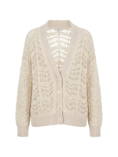 Cardigan Peserico cu paiete tricotate alb
