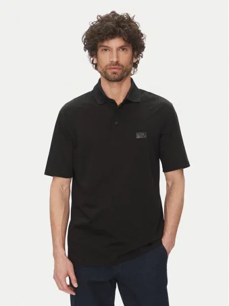 Armani Exchange Поло Regular Fit чорний
