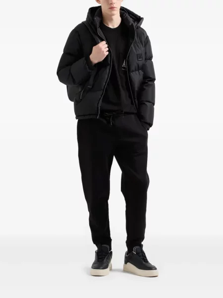 Pantaloni Armani Exchange cu broderie alergare negru