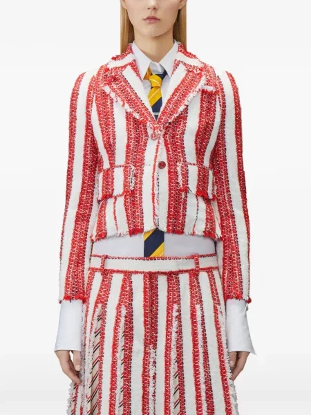 Geacă Thom Browne din tweed roșu