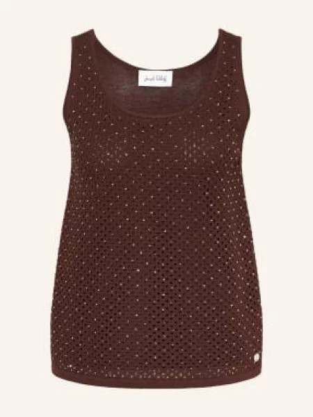 Dzianinowy top Joseph Ribkoff z kamieniami brązowy