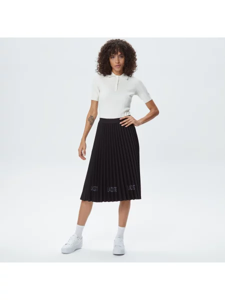 Lacoste Spódnica Z Nadrukiem Loose Fit czarna