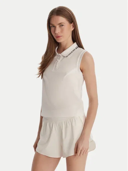 Guess Tricou polo alb
